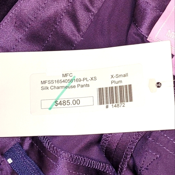 Michelle Farmer Silk Charmeuse Pants In Plum Size X-Small - Picture 14 of 16